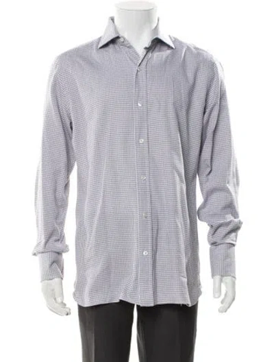Pre-owned Tom Ford Plaid Print Long Sleeve Shirt In Blue