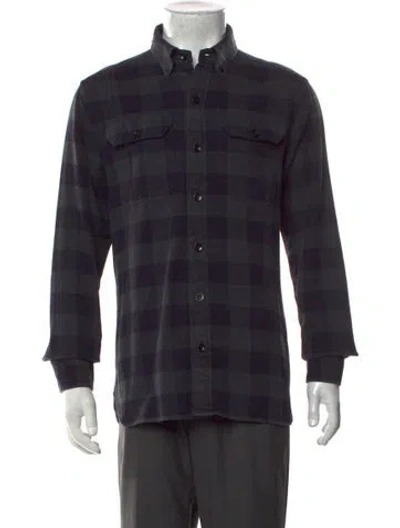 Pre-owned Tom Ford Plaid Print Long Sleeve Shirt In Blue