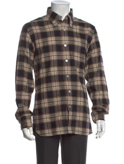 Pre-owned Tom Ford Plaid Print Long Sleeve Shirt In Brown