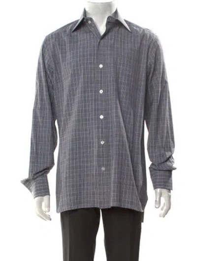 Pre-owned Tom Ford Plaid Print Long Sleeve Shirt In Neutral