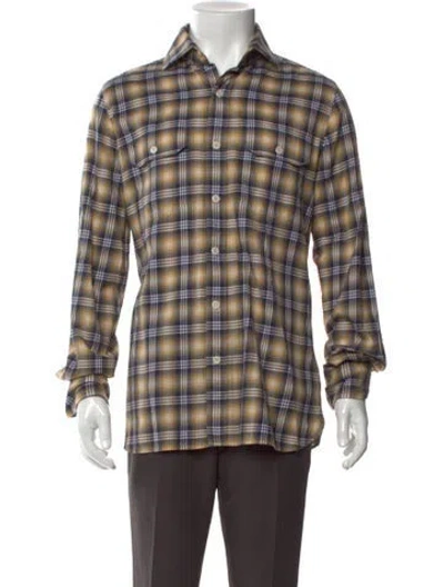 Pre-owned Tom Ford Plaid Print Long Sleeve Shirt In Neutral