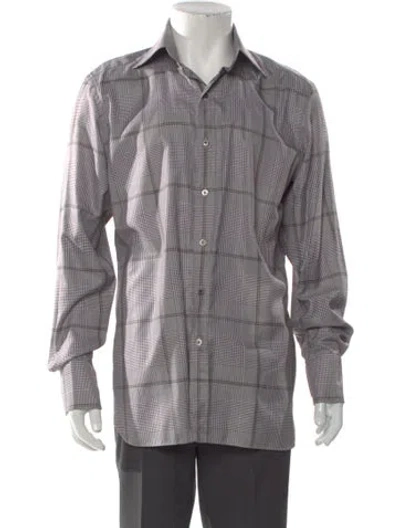Pre-owned Tom Ford Plaid Print Long Sleeve Shirt In Neutral