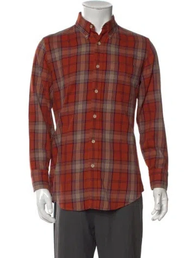 Pre-owned Tom Ford Plaid Print Long Sleeve Shirt In Orange