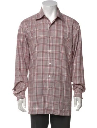 Pre-owned Tom Ford Plaid Print Long Sleeve Shirt In Pink