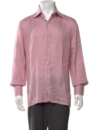 Pre-owned Tom Ford Plaid Print Long Sleeve Shirt In Pink