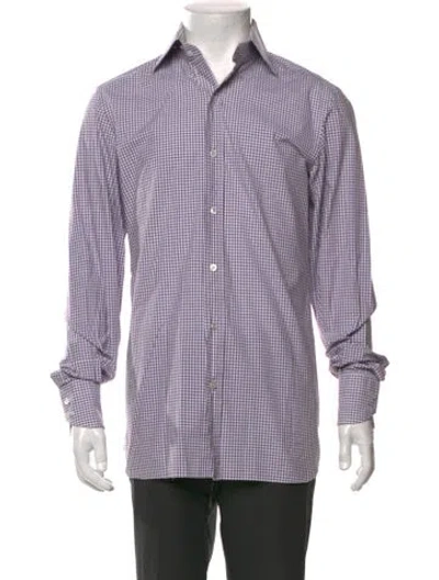 Pre-owned Tom Ford Plaid Print Long Sleeve Shirt In Purple