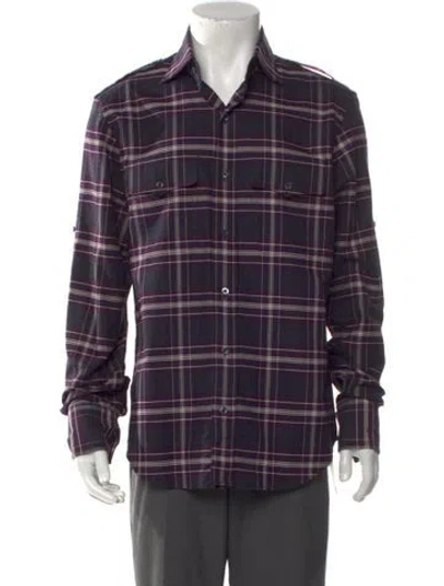 Pre-owned Tom Ford Plaid Print Long Sleeve Shirt In Purple