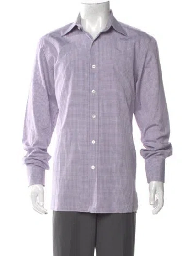 Pre-owned Tom Ford Plaid Print Long Sleeve Shirt In Purple