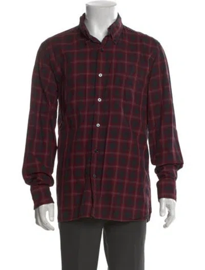Pre-owned Tom Ford Plaid Print Long Sleeve Shirt In Red