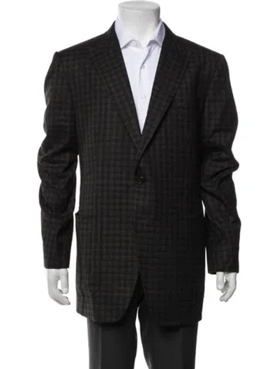 Pre-owned Tom Ford Plaid Print Overcoat In Neutral