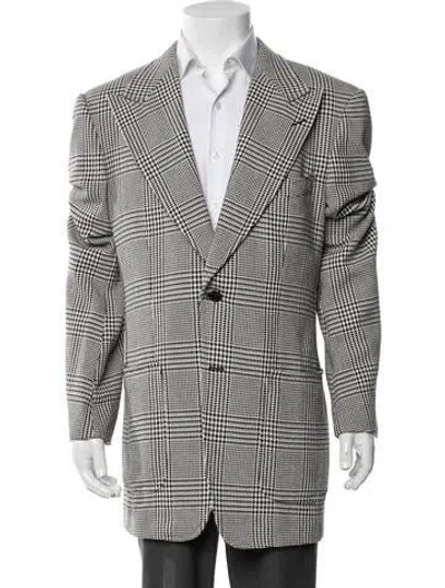 Pre-owned Tom Ford Plaid Print Sport Coat In White