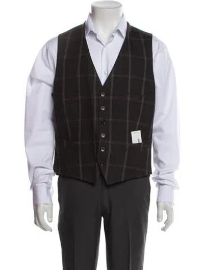 Pre-owned Tom Ford Plaid Print Vest In Brown