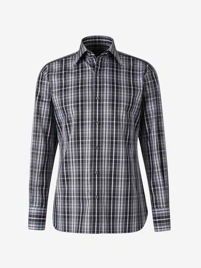 Tom Ford Plaid-check Shirt In Grey