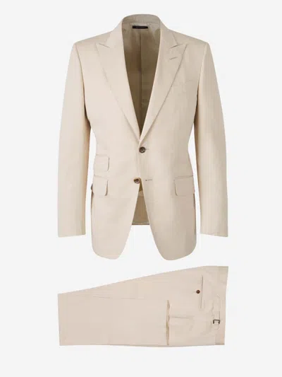 Tom Ford Single-breasted Tailored Suit In Nude