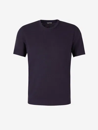 Tom Ford Short-sleeved Solid T-shirt In Blue