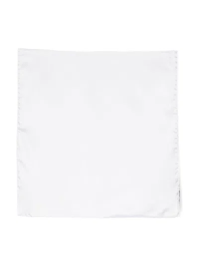 Tom Ford Plain Silk Pocket Square Scarf In Weiss