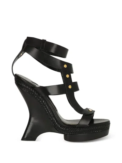 Tom Ford Platform Braided Leather Sandals In Multi