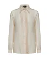 Tom Ford Silk Shirt With Pleated Detail And Pointed Collar In Pink