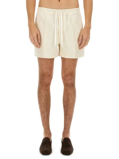 Tom Ford Pleat Detailed Drawstring Shorts In White