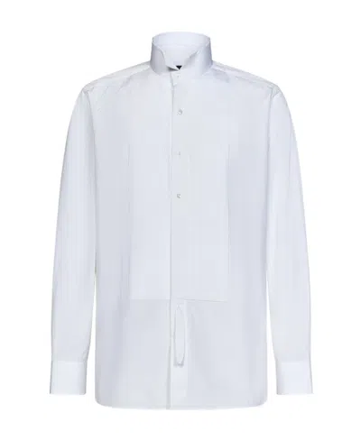 Tom Ford Pleat Detailed Long-sleeved Shirt In White
