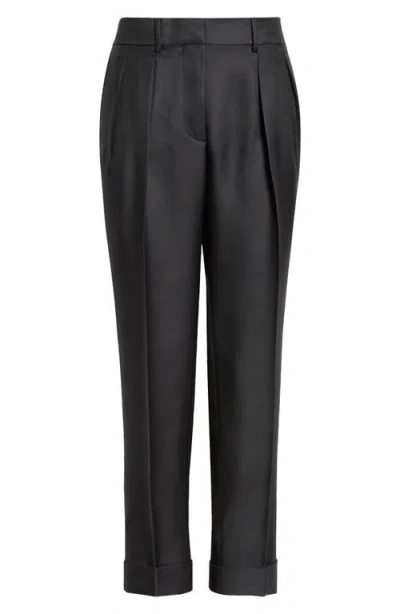 Tom Ford Pleat Front Wool & Silk Twill Pants In Lb999 Black