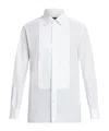 Tom Ford White Cotton Tuxedo Shirt With Pleated Plastron In White