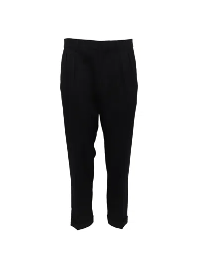 Pre-owned Tom Ford Pleated Cropped Trousers In Black