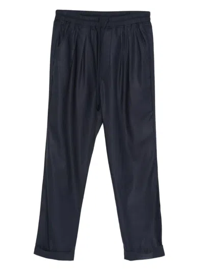 Tom Ford Pleated Drawstring Trousers In Blue