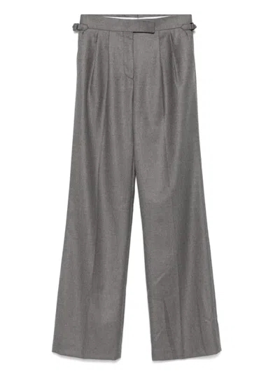 Tom Ford Pleated-front Buckle-tabs Trousers In Gray