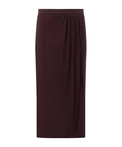 Tom Ford Pleated Midi Skirt In Brown