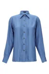 Tom Ford Light-blue Pleated Shirt In Silk Blend Woman