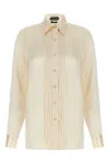 Tom Ford Silk Shirt With Pleated Detail And Pointed Collar In Pink