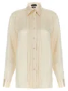 Tom Ford Silk Shirt With Pleated Detail And Pointed Collar In Pink