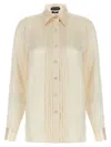 Tom Ford Silk Shirt With Pleated Detail And Pointed Collar In Pink