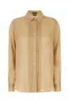 Tom Ford Pleated Plastron Shirt In Beige