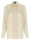 Tom Ford Silk Shirt With Pleated Detail And Pointed Collar In Pink