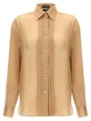 Tom Ford Pleated Plastron Shirt In Neutral