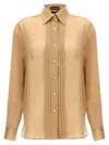 TOM FORD PLEATED PLASTRON SHIRT SHIRT, BLOUSE BEIGE