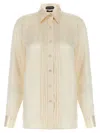 Tom Ford Silk Shirt With Pleated Detail And Pointed Collar In Pink