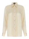 Tom Ford Silk Shirt With Pleated Detail And Pointed Collar In Pink