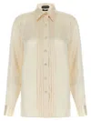 Tom Ford Silk Shirt With Pleated Detail And Pointed Collar In Pink