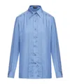 Tom Ford Light-blue Pleated Shirt In Silk Blend Woman In Blue
