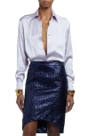 TOM FORD TOM FORD PLEATED SILK CHARMEUSE BUTTON-UP SHIRT