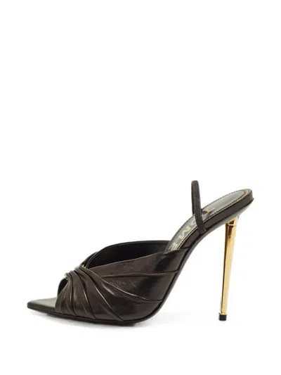 Pre-owned Tom Ford Pleated Slingback Sandals In Black