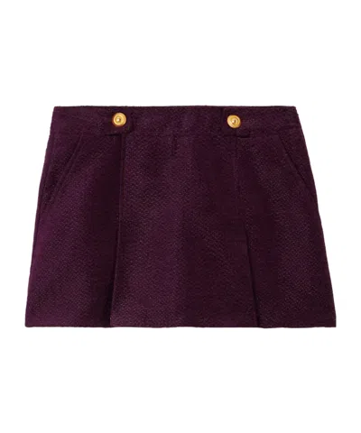 Tom Ford Pleated Metallic Tweed Mini Skirt In Purple