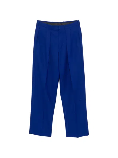 Tom Ford Pleated Twill Trousers In Blue