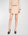 Tom Ford Pleated Virgin Wool Boucle Mini Skirt In Milky Beig