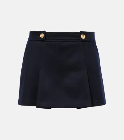 Tom Ford Pleated Wool And Cashmere Miniskirt In Blue