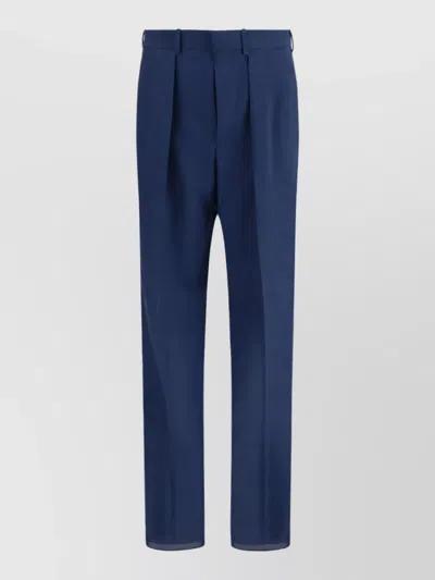 Tom Ford Pleated Wool Tailored Trousers In Blue