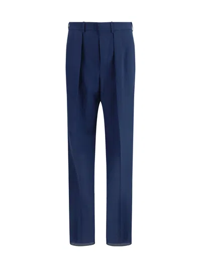 Tom Ford Pleated Wool Trousers In Blue